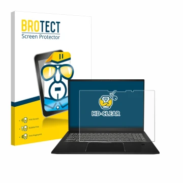 Parte frontal de un envase de producto con el logotipo de la marca BROTECT. Al lado se muestra el dispositivo MSI Summit A16 A