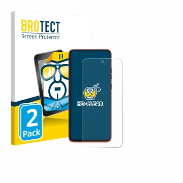 Parte frontal de un envase de producto con el logotipo de la marca BROTECT. Al lado se muestra el dispositivo Motorola Edge 60