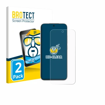 Parte frontal de un envase de producto con el logotipo de la marca BROTECT. Al lado se muestra el dispositivo Xiaomi Poco F8 P