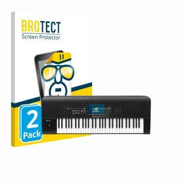 Parte frontal de un envase de producto con el logotipo de la marca BROTECT. Al lado se muestra el dispositivo KORG Nautilus 61