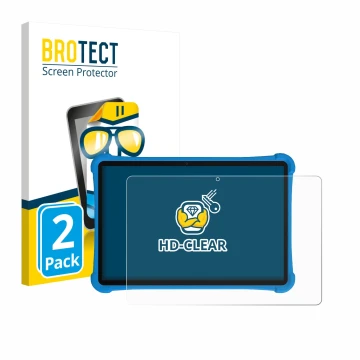 Parte frontal de un envase de producto con el logotipo de la marca BROTECT. Al lado se muestra el dispositivo Alldocube iPlay 