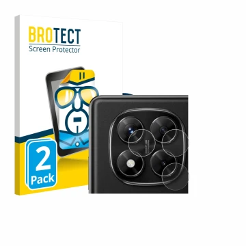 Parte frontal de un envase de producto con el logotipo de la marca BROTECT. Al lado se muestra el dispositivo Xiaomi Redmi Not