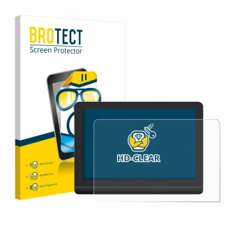 Parte frontal de un envase de producto con el logotipo de la marca BROTECT. Al lado se muestra el dispositivo XP-Pen Artist Pr