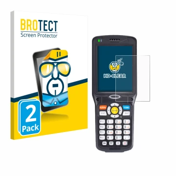 Parte frontal de un envase de producto con el logotipo de la marca BROTECT. Al lado se muestra el dispositivo Unitech HT510A c