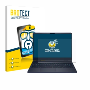 Parte frontal de un envase de producto con el logotipo de la marca BROTECT. Al lado se muestra el dispositivo Dell Alienware 1