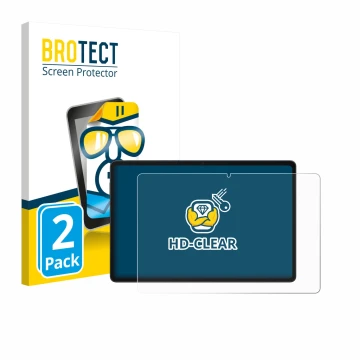 Parte frontal de un envase de producto con el logotipo de la marca BROTECT. Al lado se muestra el dispositivo Alldocube iPlay 