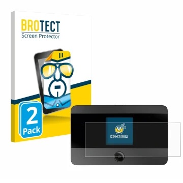 Parte frontal de un envase de producto con el logotipo de la marca BROTECT. Al lado se muestra el dispositivo TP-Link M7350 co