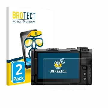 Parte frontal de un envase de producto con el logotipo de la marca BROTECT. Al lado se muestra el dispositivo Nikon ZR 2025 co