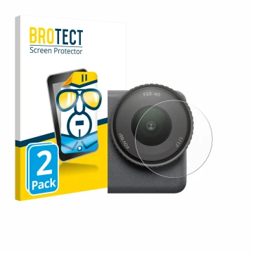 Parte frontal de un envase de producto con el logotipo de la marca BROTECT. Al lado se muestra el dispositivo DJI Osmo Action 