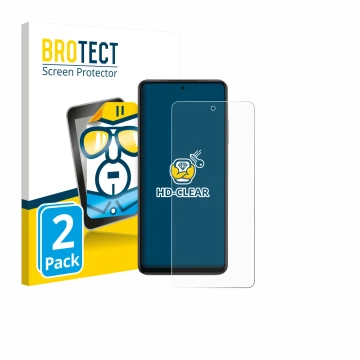 Parte frontal de un envase de producto con el logotipo de la marca BROTECT. Al lado se muestra el dispositivo Oppo K13x con su