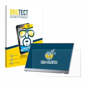 Parte frontal de un envase de producto con el logotipo de la marca BROTECT. Al lado se muestra el dispositivo Arzopa Z3FC 16.1