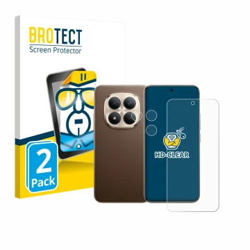 Parte frontal de un envase de producto con el logotipo de la marca BROTECT. Al lado se muestra el dispositivo Xiaomi Redmi Not