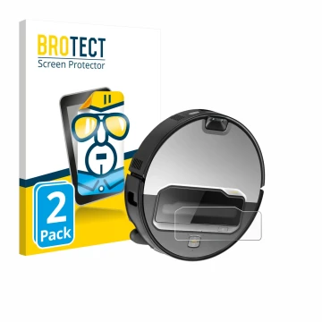 Parte frontal de un envase de producto con el logotipo de la marca BROTECT. Al lado se muestra el dispositivo Roborock Saros Z