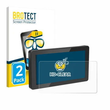 Parte frontal de un envase de producto con el logotipo de la marca BROTECT. Al lado se muestra el dispositivo Innovv N1 5.5