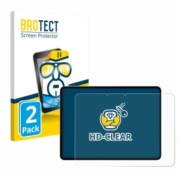 Parte frontal de un envase de producto con el logotipo de la marca BROTECT. Al lado se muestra el dispositivo realme Pad 3 con