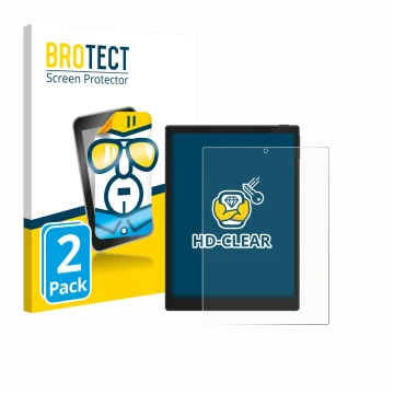 Parte frontal de un envase de producto con el logotipo de la marca BROTECT. Al lado se muestra el dispositivo Hannspree Lumo 7