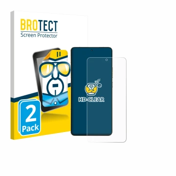 Parte frontal de un envase de producto con el logotipo de la marca BROTECT. Al lado se muestra el dispositivo Motorola Signatu