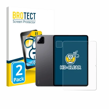 Parte frontal de un envase de producto con el logotipo de la marca BROTECT. Al lado se muestra el dispositivo Xiaomi Pad 7 Pro