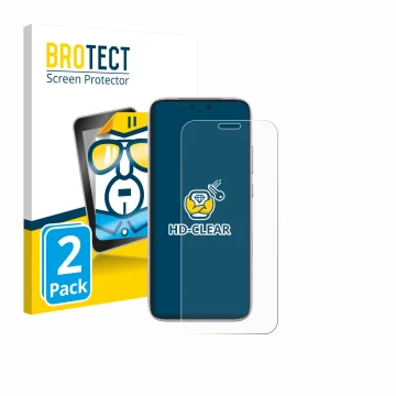 Parte frontal de un envase de producto con el logotipo de la marca BROTECT. Al lado se muestra el dispositivo Honor Magic 8 RS