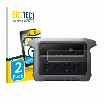 Parte frontal de un envase de producto con el logotipo de la marca BROTECT. Al lado se muestra el dispositivo Anker SOLIX C100