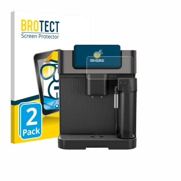 Parte frontal de un envase de producto con el logotipo de la marca BROTECT. Al lado se muestra el dispositivo Grundig KVA 7230