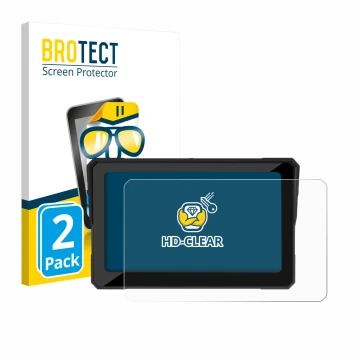 Parte frontal de un envase de producto con el logotipo de la marca BROTECT. Al lado se muestra el dispositivo Carpuride W702 P