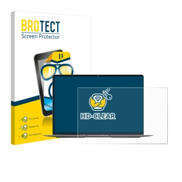 Parte frontal de un envase de producto con el logotipo de la marca BROTECT. Al lado se muestra el dispositivo Geekom GeekBook 