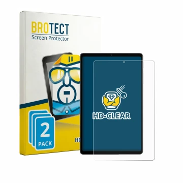 Parte frontal de un envase de producto con el logotipo de la marca BROTECT. Al lado se muestra el dispositivo Alldocube iPlay 