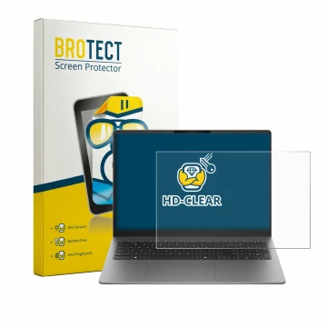 Parte frontal de un envase de producto con el logotipo de la marca BROTECT. Al lado se muestra el dispositivo HP 200 G2a 16