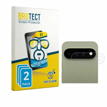 Parte frontal de un envase de producto con el logotipo de la marca BROTECT. Al lado se muestra el dispositivo Google Pixel 11 