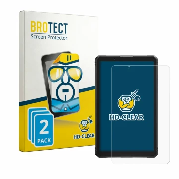 Parte frontal de un envase de producto con el logotipo de la marca BROTECT. Al lado se muestra el dispositivo Hotwav R11 Pro c