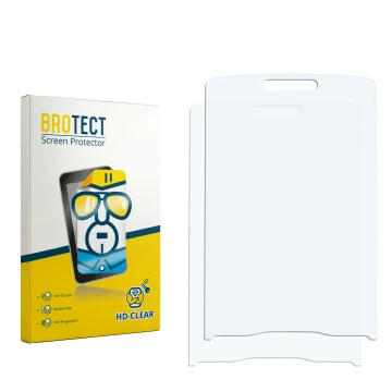 Parte frontal de un envase de producto con el logotipo de la marca BROTECT. Al lado está el protector de pantalla correspondie