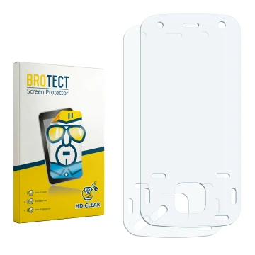 Parte frontal de un envase de producto con el logotipo de la marca BROTECT. Al lado está el protector de pantalla correspondie
