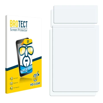 Parte frontal de un envase de producto con el logotipo de la marca BROTECT. Al lado está el protector de pantalla correspondie