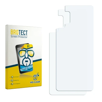 Parte frontal de un envase de producto con el logotipo de la marca BROTECT. Al lado está el protector de pantalla correspondie
