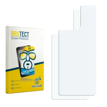 Parte frontal de un envase de producto con el logotipo de la marca BROTECT. Al lado está el protector de pantalla correspondie