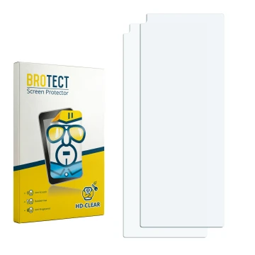 Parte frontal de un envase de producto con el logotipo de la marca BROTECT. Al lado está el protector de pantalla correspondie