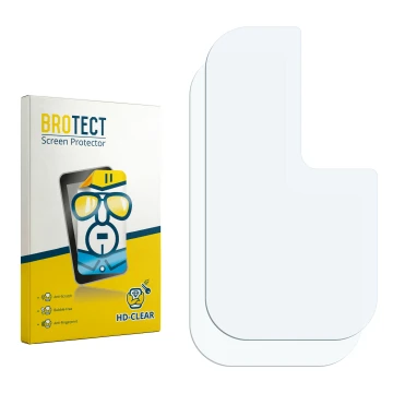 Parte frontal de un envase de producto con el logotipo de la marca BROTECT. Al lado está el protector de pantalla correspondie