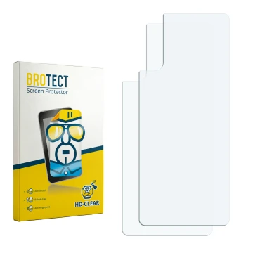 Parte frontal de un envase de producto con el logotipo de la marca BROTECT. Al lado está el protector de pantalla correspondie