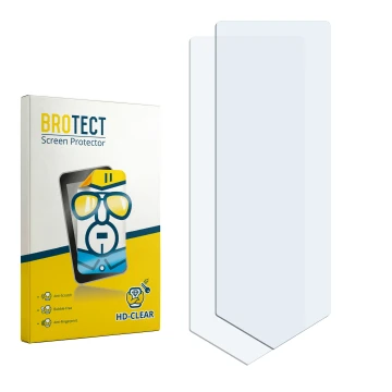 Parte frontal de un envase de producto con el logotipo de la marca BROTECT. Al lado está el protector de pantalla correspondie