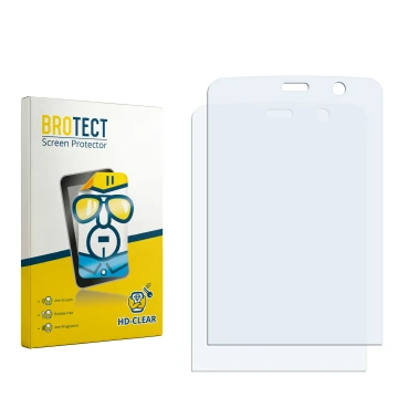 Parte frontal de un envase de producto con el logotipo de la marca BROTECT. Al lado está el protector de pantalla correspondie