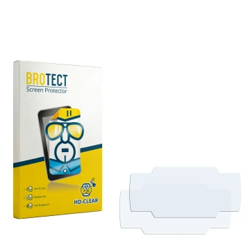 Parte frontal de un envase de producto con el logotipo de la marca BROTECT. Al lado está el protector de pantalla correspondie