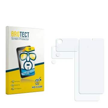 Parte frontal de un envase de producto con el logotipo de la marca BROTECT. Al lado está el protector de pantalla correspondie