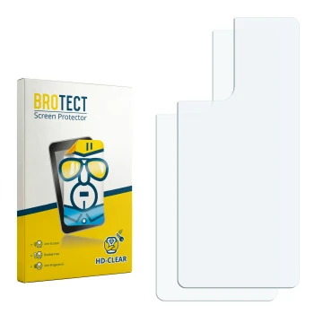Parte frontal de un envase de producto con el logotipo de la marca BROTECT. Al lado está el protector de pantalla correspondie