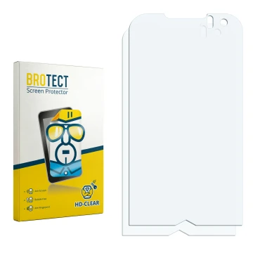 Parte frontal de un envase de producto con el logotipo de la marca BROTECT. Al lado está el protector de pantalla correspondie