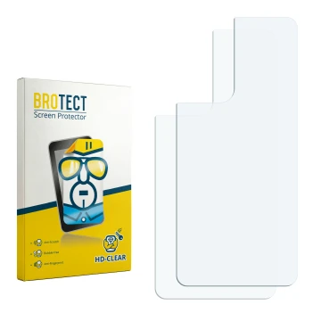 Parte frontal de un envase de producto con el logotipo de la marca BROTECT. Al lado está el protector de pantalla correspondie