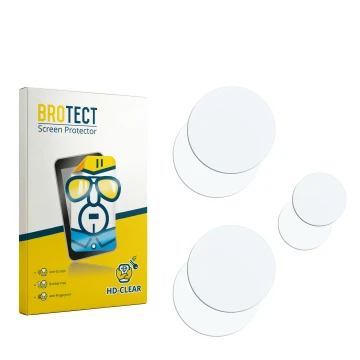 Parte frontal de un envase de producto con el logotipo de la marca BROTECT. Al lado está el protector de pantalla correspondie