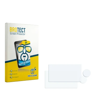 Parte frontal de un envase de producto con el logotipo de la marca BROTECT. Al lado está el protector de pantalla correspondie