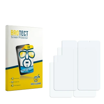 Parte frontal de un envase de producto con el logotipo de la marca BROTECT. Al lado está el protector de pantalla correspondie