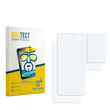 Parte frontal de un envase de producto con el logotipo de la marca BROTECT. Al lado está el protector de pantalla correspondie